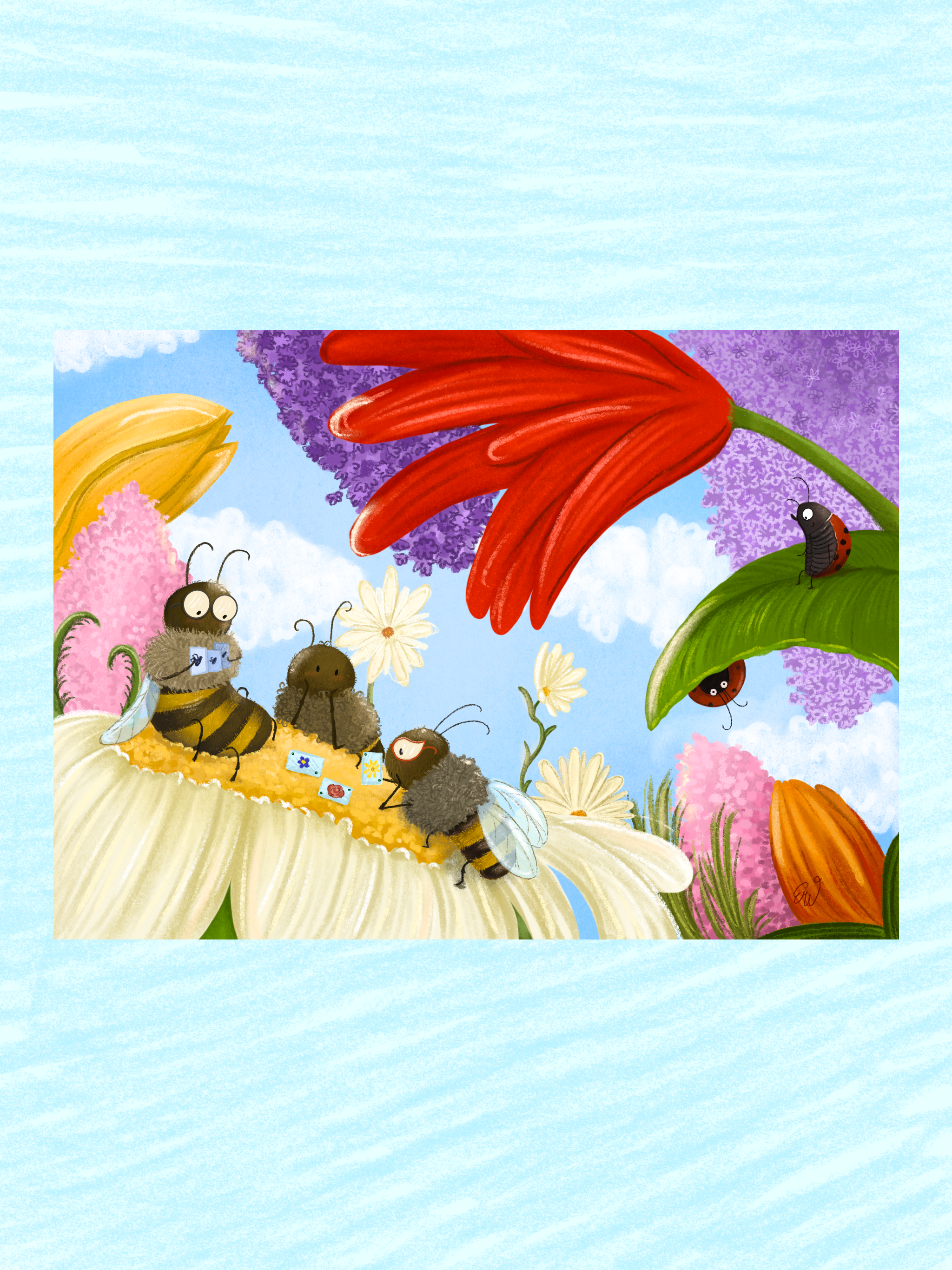 Postkarte Bienenpoker